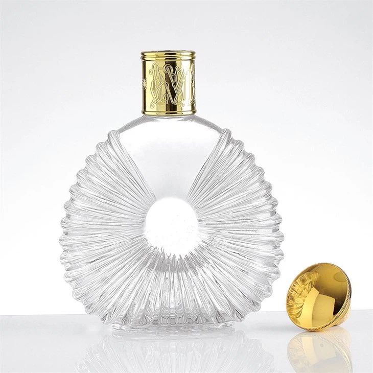 Brandy Glass Bottle With Gold Cap